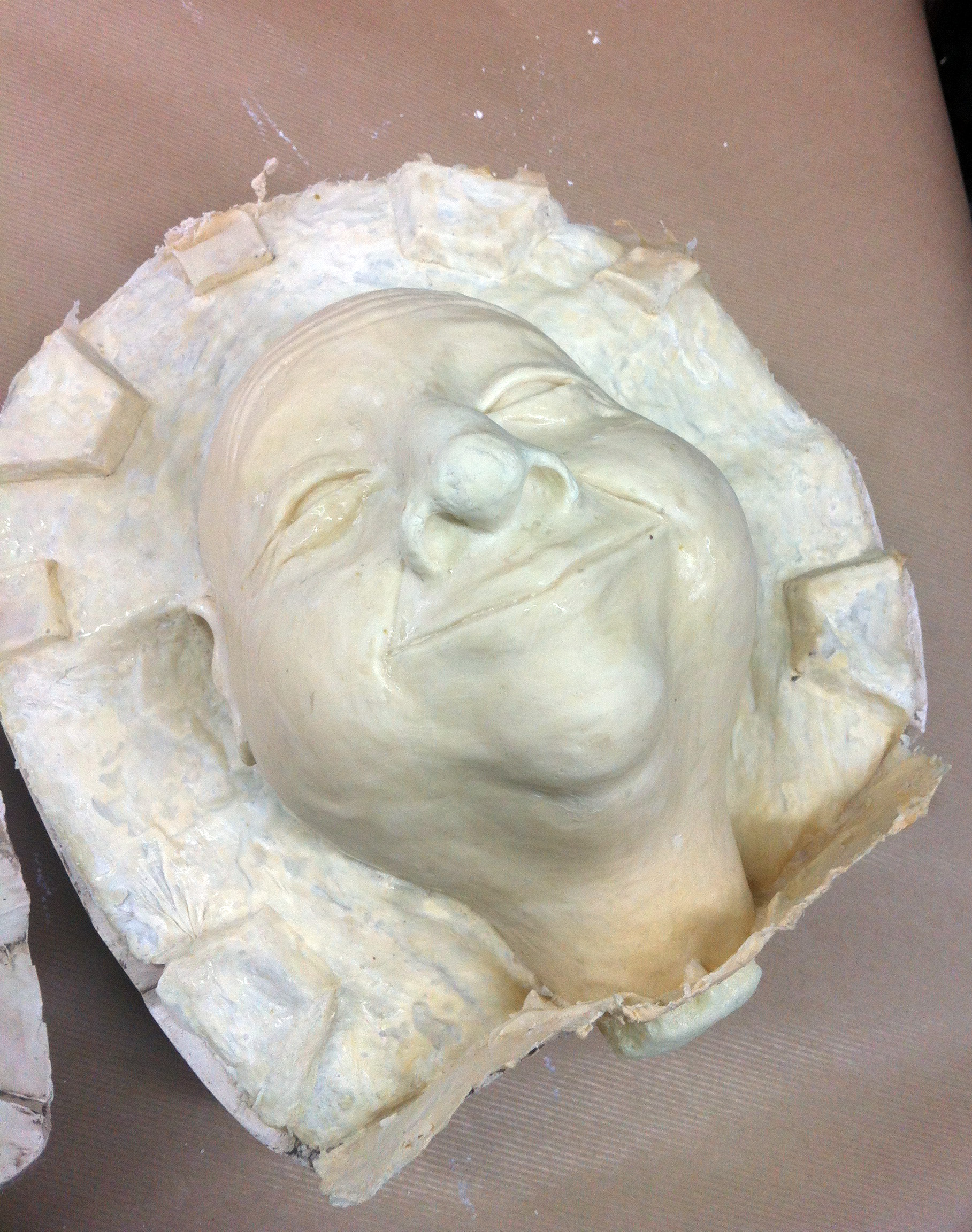 Latex puppet head cast, filled with 2-part foam