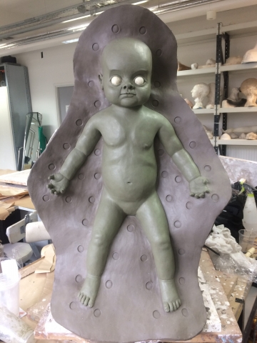 Baby body clay wall moulding