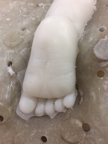 Silicone cast foot close-up detail