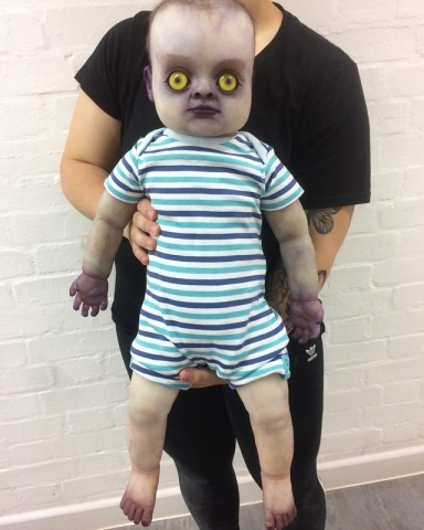 Finished and dressed full body changeling baby prop