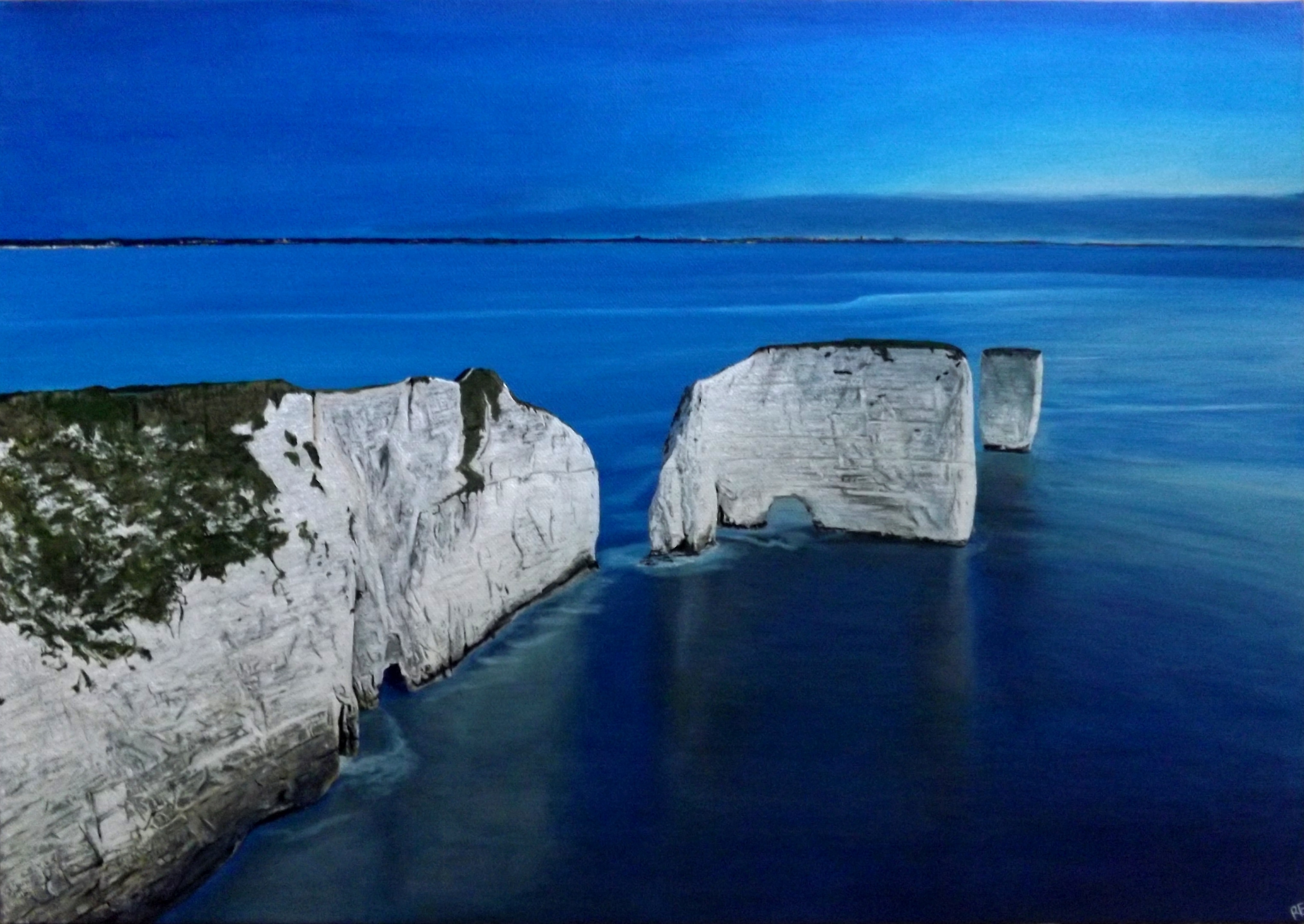 Old Harry Rocks acrylic painting