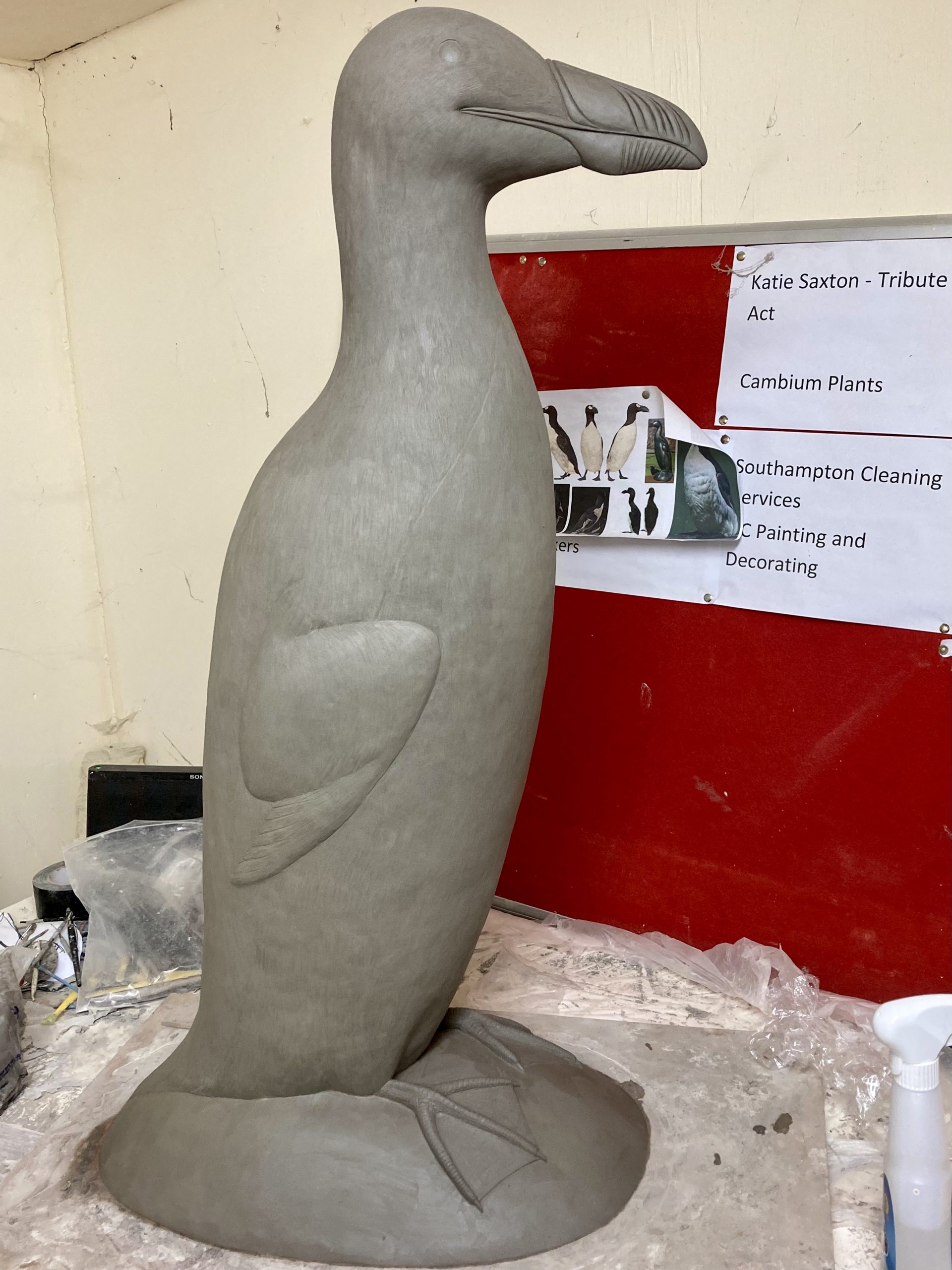 great auk extinct seabird clay statue sculpture