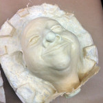 Latex puppet head cast, filled with 2-part foam